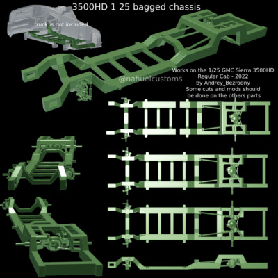 1:25-1:24 Scale Resin GMC Regular Cab  Bagged Frame/ Frame Only