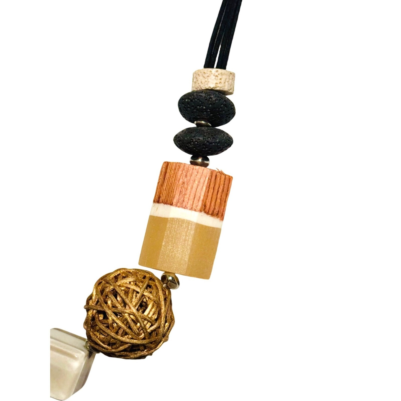 Unique Boho geometric statement necklace - wood, … - image 4