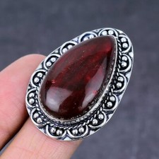 Natural Red Labradorite Gemstone Handmade 925 Sterling Silver Ring Size 6 s057