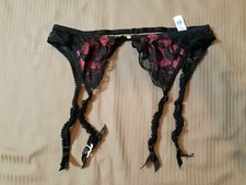 Vintage Lily of France by Delores Ladies Worker Union Black Pink Lace Garter M