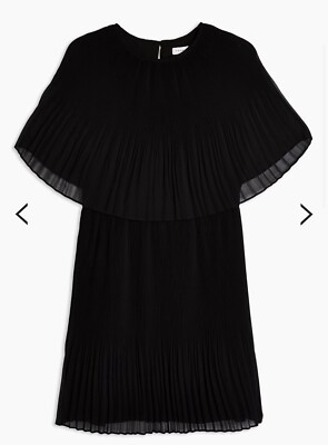 Black Pleated Cape Dress Topshop Mini Dress Going Out BRAND NEW Size 8!! |  eBay UK