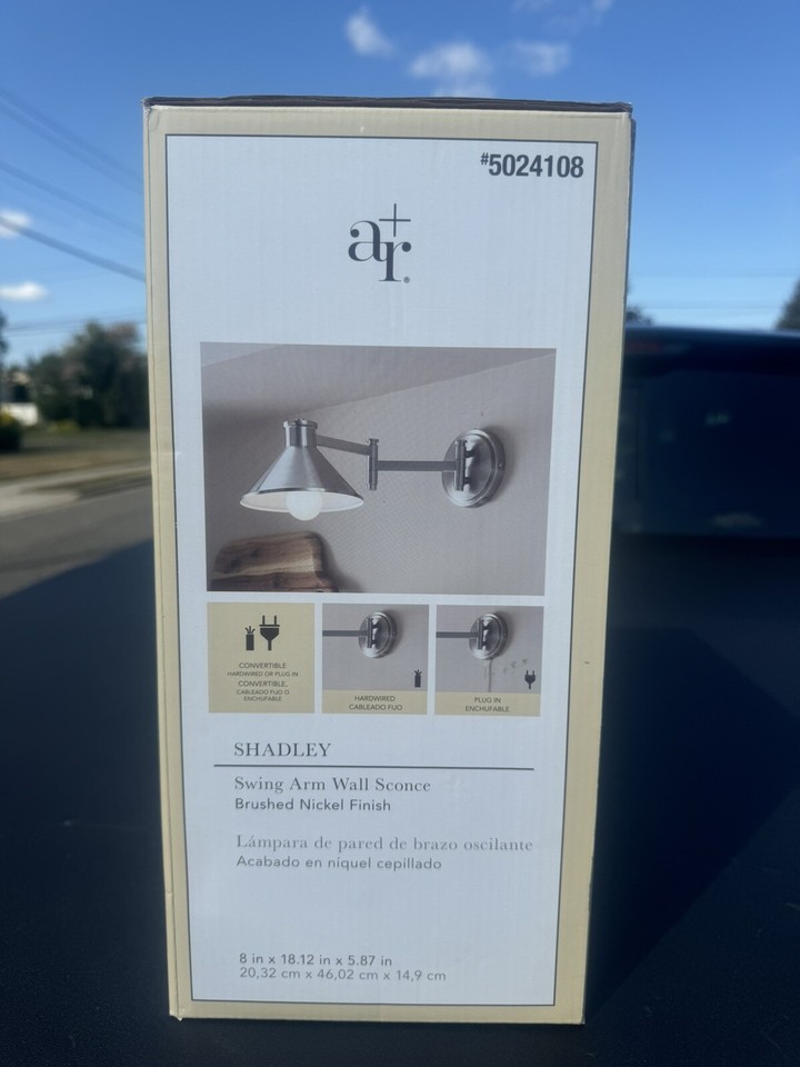 Allen + Roth Shadley Swing Arm Wall Sconce Brushed Nickel Modern LED