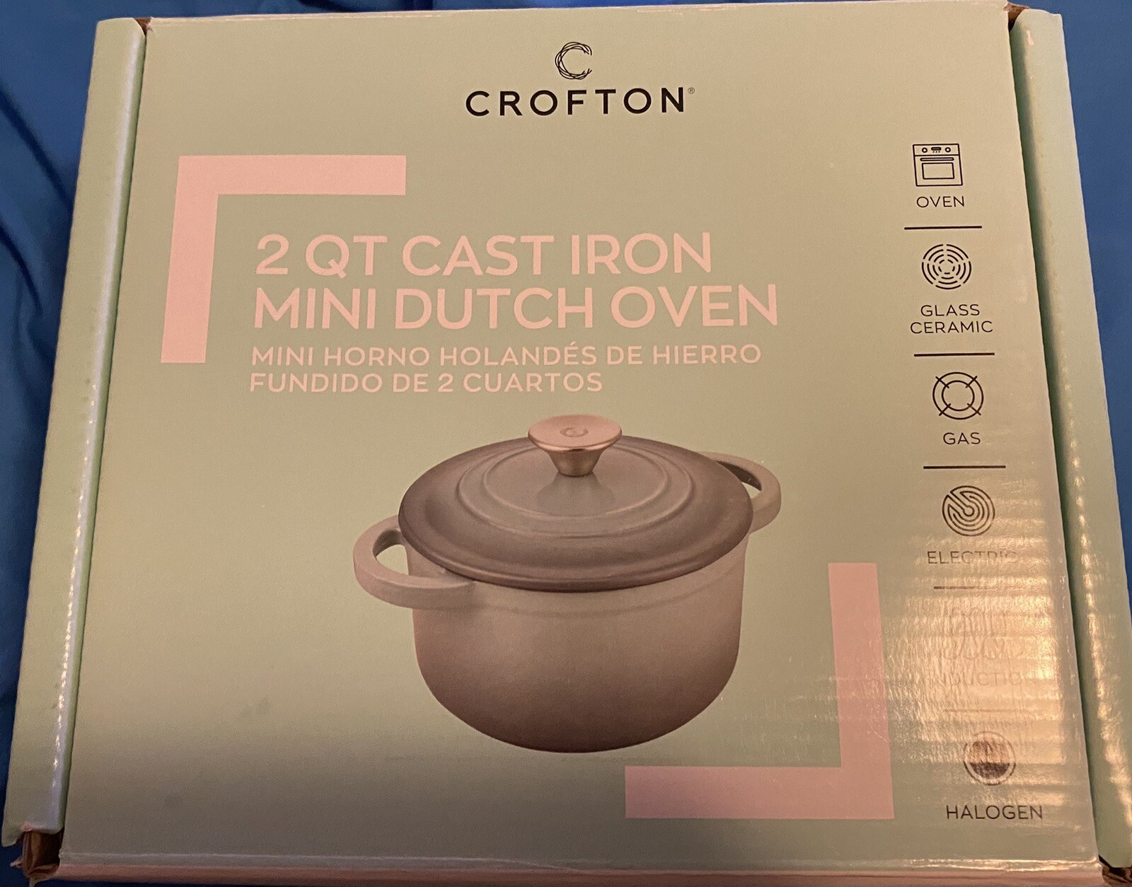New in Box Crofton 2Qt Cast Iron Enameled Mini Dutch Oven (Porcelain