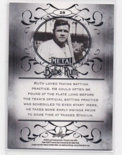 2019 Leaf Metal Babe Ruth Silver Wave Refractor #28  SP  FREE SHIP - Image 2 of 2