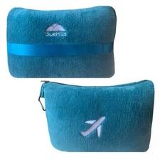 BlueHills Premium Soft Travel Blanket Pillow Airplane Mini - Teal Blue M03