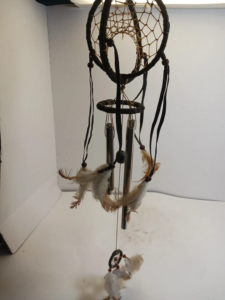 Artesanato feito à mão Dreamcatcher Windchime colecionável nativo americano 20" - Imagem 4 de 4