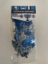 Rite Lite - Happy Chanukah 8 Foot Prismatic Blue & Silver Garland   NEW SEALED