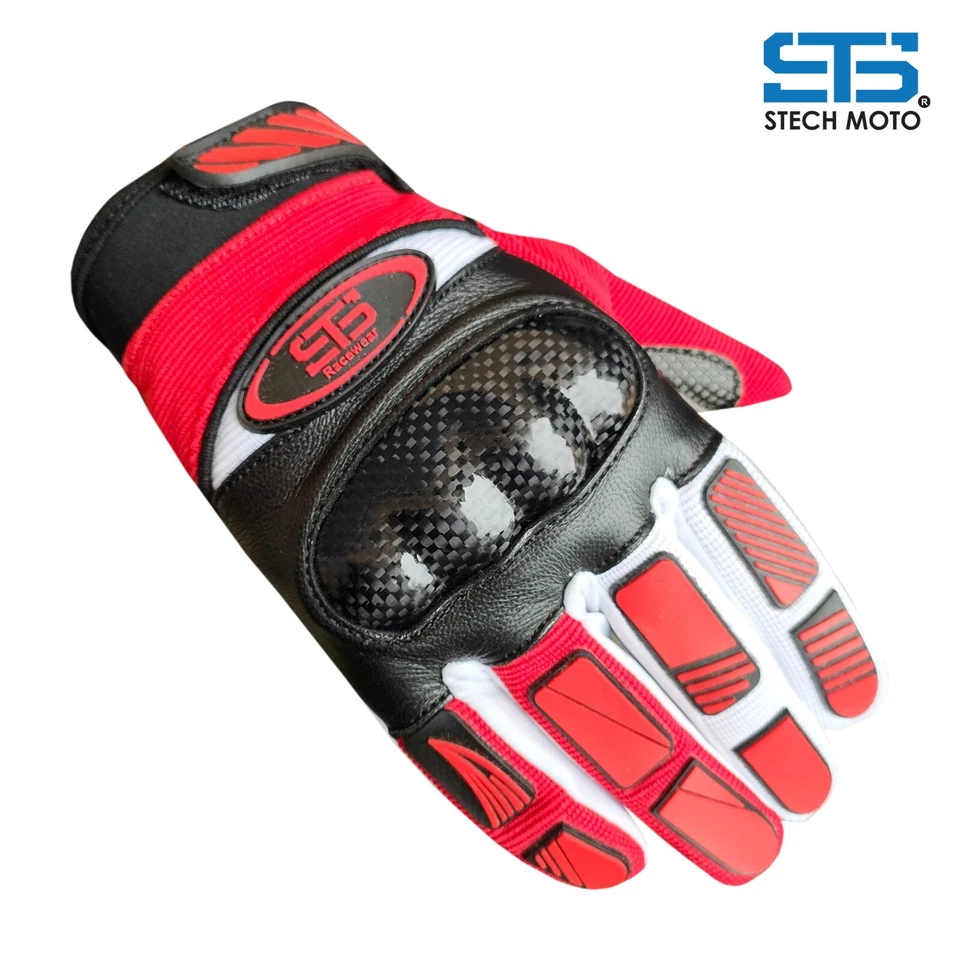 Moto guanti in tessuto Stechmoto ST 1122 Carbonio Moto cross Enduro Off-Road