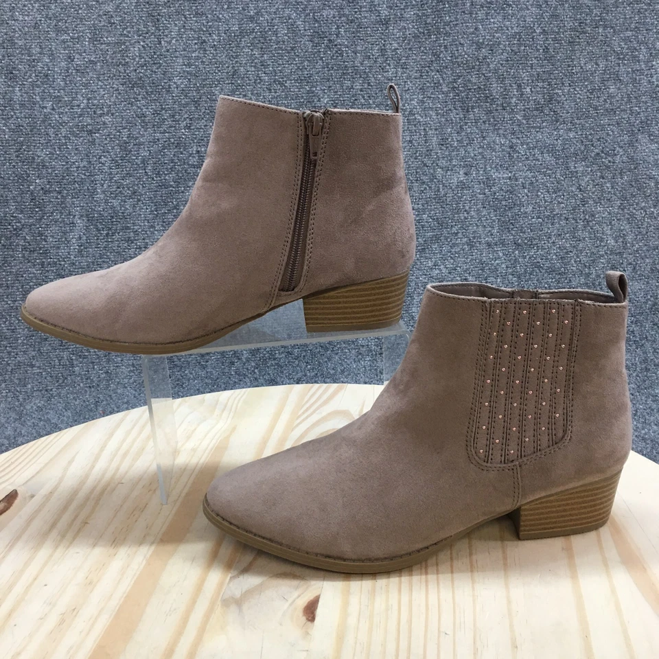 Lauren Conrad Botines Mujer 9.5M Marrón Gris Moca Taupe Cremallera Informal Gamuza Foto 3 de 4
