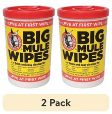 2 pack Mule Head Brand Big Mule Wipes 10"x12" Heavy Duty Cleaning Wipe,72Count