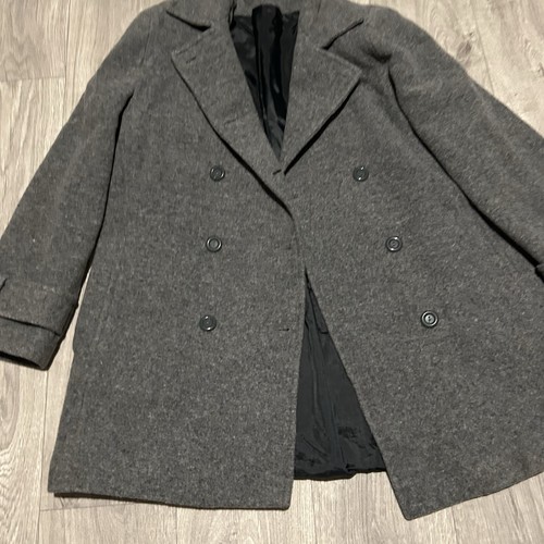 Grey Wool Pea Wool Trench Coat MODERN CLASSICS Smart Jacket Overcoat Size 12 - Picture 3 of 9
