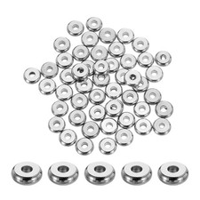 100 Pcs Stainless Steel Spacer Beads, 6mm Flat Round Metal Heishi Bead, Silver
