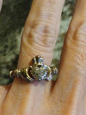 925 Sterling Silber keltischer irischer Claddagh Ring mit CZ Größe 4,25