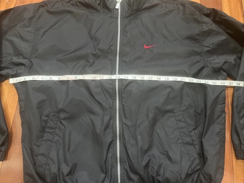 Nike Herren XL Vintage Full Zip Wind Breaker Zip Up Trainingsjacke Schwarz Rot Swoosh - Bild 8 von 13