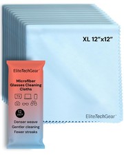 Elite Tech Gear Eyeglass Cleaning Cloth, 12Pack Blue, 12x12 Glasses Cloth