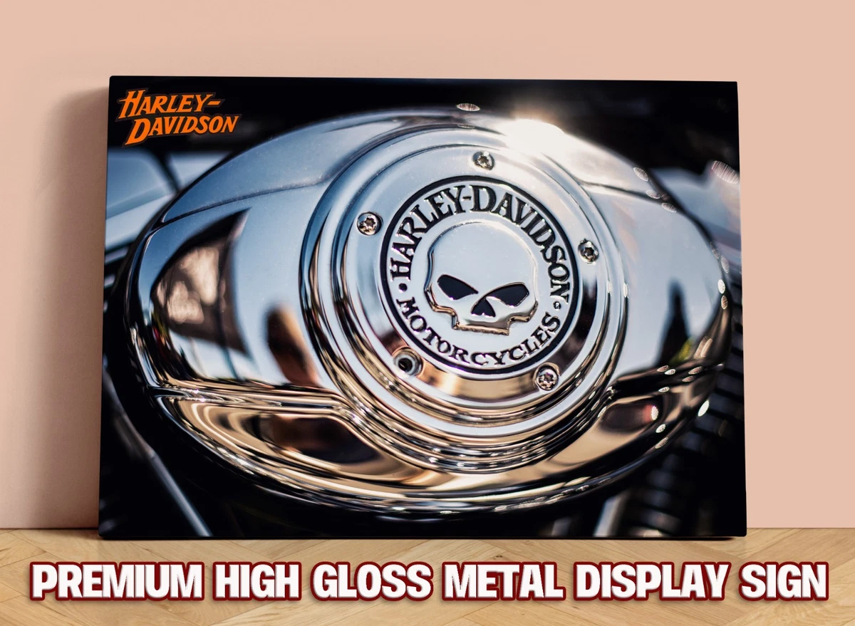 RARE HARLEY DAVIDSON PREMIUM GLOSS METAL SHOWROOM GARAGE DISPLAY SIGN Large A3