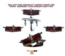 NEW 1977 1990 CHEVROLET CAPRICE TRUNK FRONT FENDER RED LOCK EMBLEM CHEVY SET