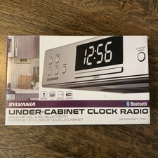 Under Cabinet Clock Radio w/ Bluetooth, FM, LED Display, Hi-Fi Speakers - Silver