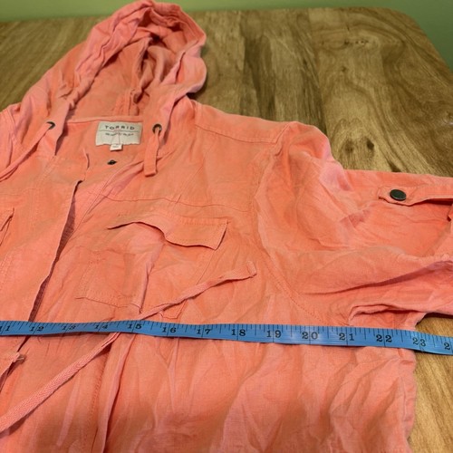 Torrid Women 2X Coral Linen Blend Longline Lightweight Hooded Anorak Jacket - 第 8/11 張圖片