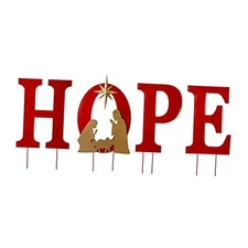 Glitzhome 32" H Lighted Metal Hope Garden Stakes, Christmas Garden HOPE