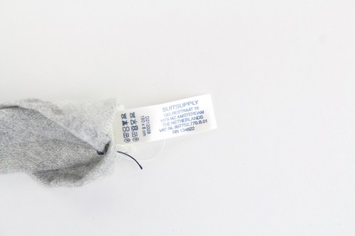 SUITSUPPLY Men's Tie 150 x 8 cm Grey Pure Wool Classic Plain Pointed-End - Picture 6 of 7