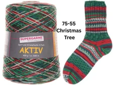 Christmas Sock Yarn Aktiv Supergarne Self-striping Cone 400g 75-55 Italy