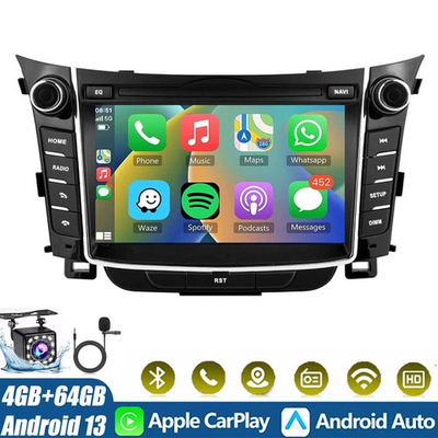 #ad 64GB For Hyundai I30 Elantra GT 2012 2016 Android 13 Car Stereo Radio BT Carplay $178.59