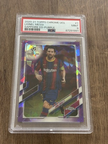 2020-21 Topps Chrome Sapphire Lionel Messi 11/25 Purple PSA 9 Barcelona Pop 6