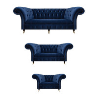 Wohnzimmer 3Tlg Luxus Komplett Sofas Chesterfield Textil Einrichtung Sessel