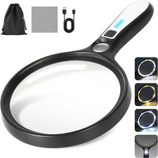 Large Magnifying Glass with Light: 10X 30X 5I...