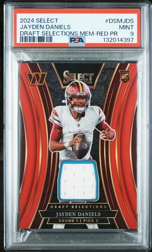 2024 Select Jayden Daniels Draft Selections Memorabilia Red Prizm RC PSA 9 MINT