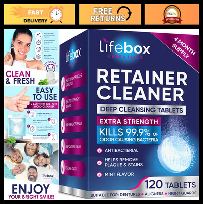 Denture & Aligner Cleaning Tablets - 120 Odor & Stain Remover Tablets - Mint Fla
