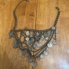 Vintage Chico?sNecklace Silver Coins Discs Chain Link Layered Statement 19?