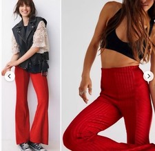 Free People Women's Slim Pull-On Velvet Flare Pants Size Small