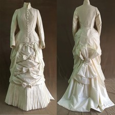 1880 Victorian Day Wedding Dress Bustle Ball Gown Retro Civil War Bustle Bow