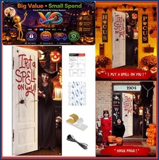 Halloween Door Cover Decor Witch Outdoor Party Wall Backdrop Sign 35.4x78 Inch