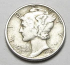 1945-P MERCURY DIME,BETTER GRADE,VISABLE BANDS,NICE COIN!!!!(A4)