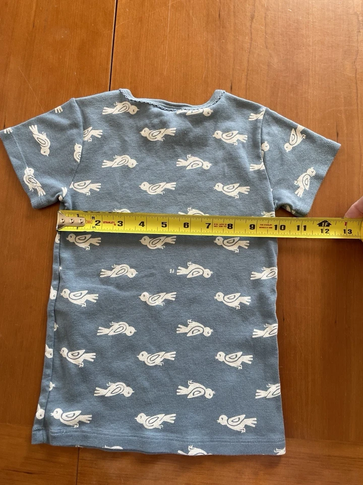 Top tejido algodón orgánico con bordes de ganchillo Petit Bateau nuevo sin etiquetas azul/marfil pájaro - 6 años Foto 4 de 4