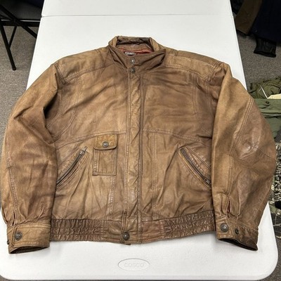 Adventure Bound Leather Bomber Jacket Mens L Brown Wilsons Thinsulate Distressed