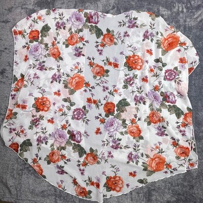 Emory Park Caley Floral Boho Kimono Coverup Open Front Woven Orange Purple 1XL