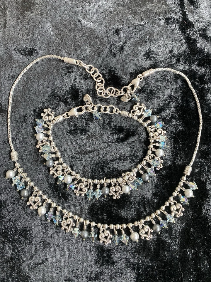 Брайтон Канны серебро покрытием синий кристалл жемчуг подвеской браслет и ожерелье - Изображение 2 из 4