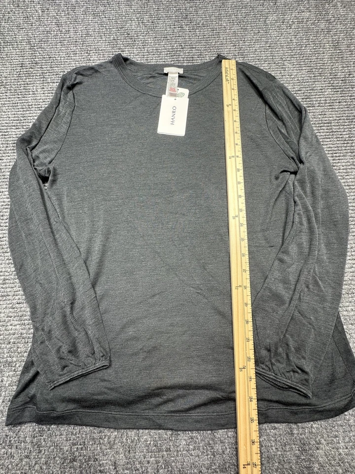 Camisa de dormir Hanro lã feminina cinza média manga longa Raku mescla tencel - Imagem 3 de 4