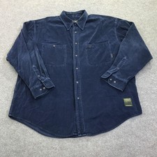 Timberland Shirt Mens XL Blue Corduroy Long Sleeve Button Up Pockets Casual