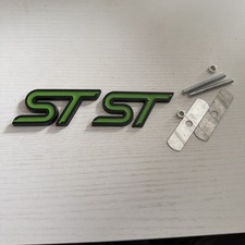 Car Racing Green Metal 3D Front Grille and Rear Badge Decals ST Logo For Ford