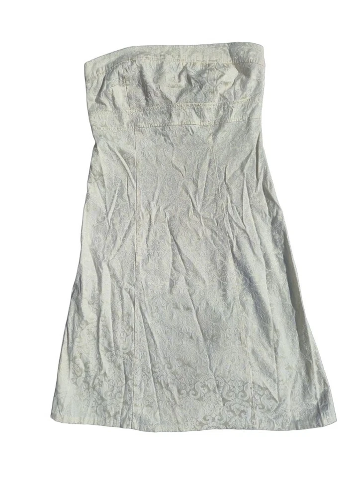 Mini vestido romântico vintage Y2K branco jacquard sem alças B. Darlin tamanho 11/12 - Imagem 2 de 4