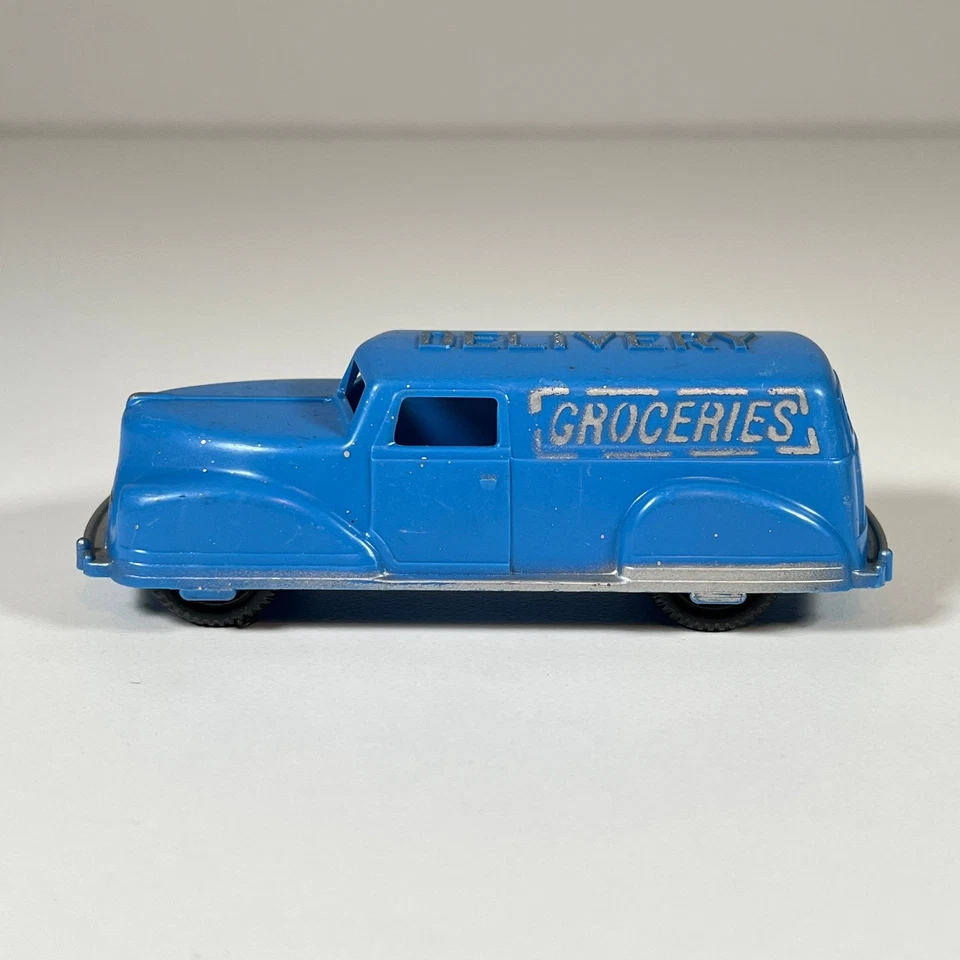 Furgoneta de reparto de comestibles Renwal vintage de los años 50 4" coche de juguete de plástico azul hecho en EE. UU. Foto 2 de 4