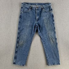 Rustler 36x29 Blue Jeans Classic Denim Faded Stone Wash Work Pants