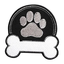 Paw with Bone patch, cartoon patch, paw patch Embroidered Iron on Patches 7x7cm