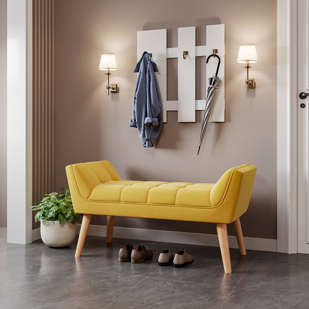 Fabric Upholstered Bedroom Bed End Bench Hallway Stool Chair