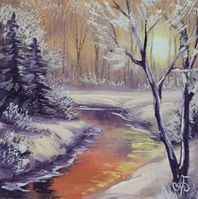 Gift Original Winter Painting Hand Painted Wall Art Home Decor Ukrainian Artist